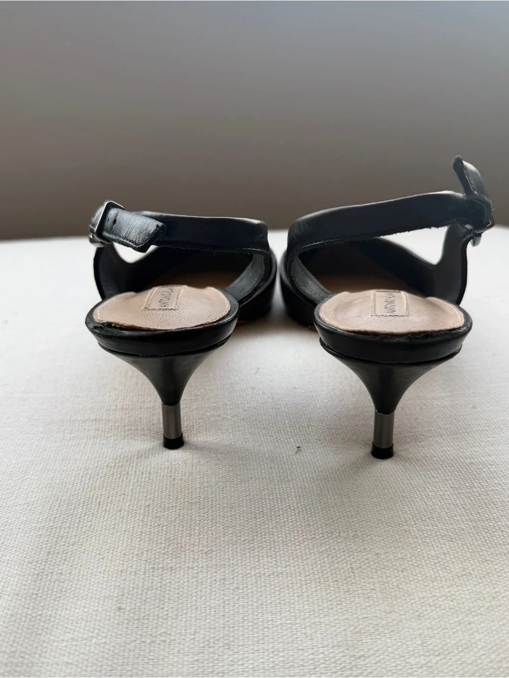 Antonio Melani Black Leather Pointed-Toe Slingback Pumps Size 8.5